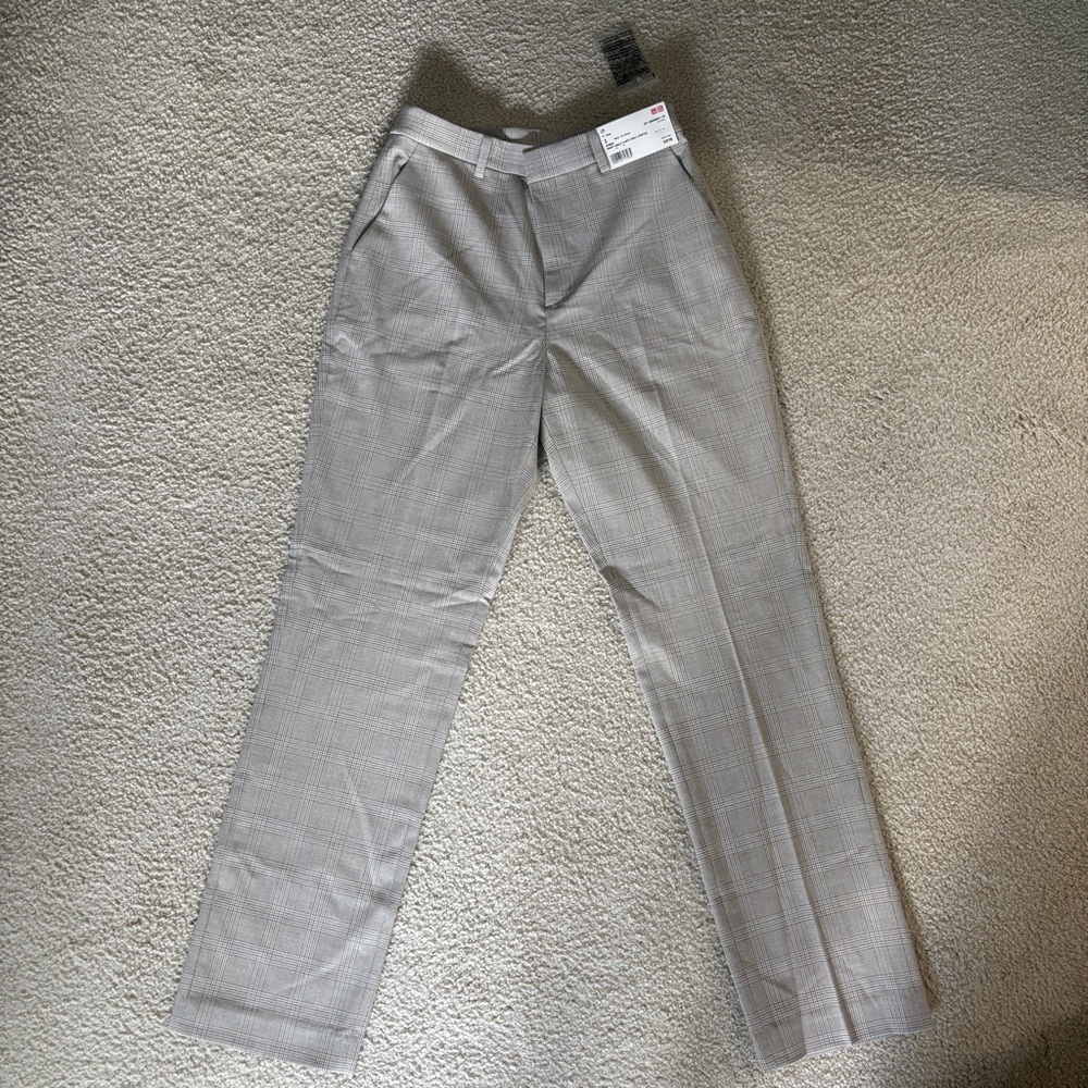 NWT Uniqlo Beige Tartan Trousers